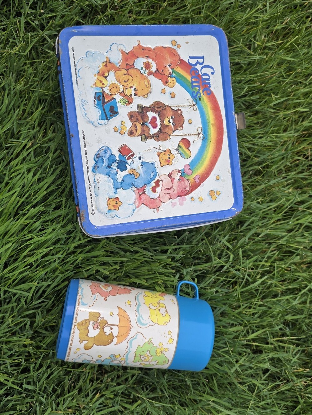 Rare Vintage 83' Care Bears Metal Lunchbox & Drink Container